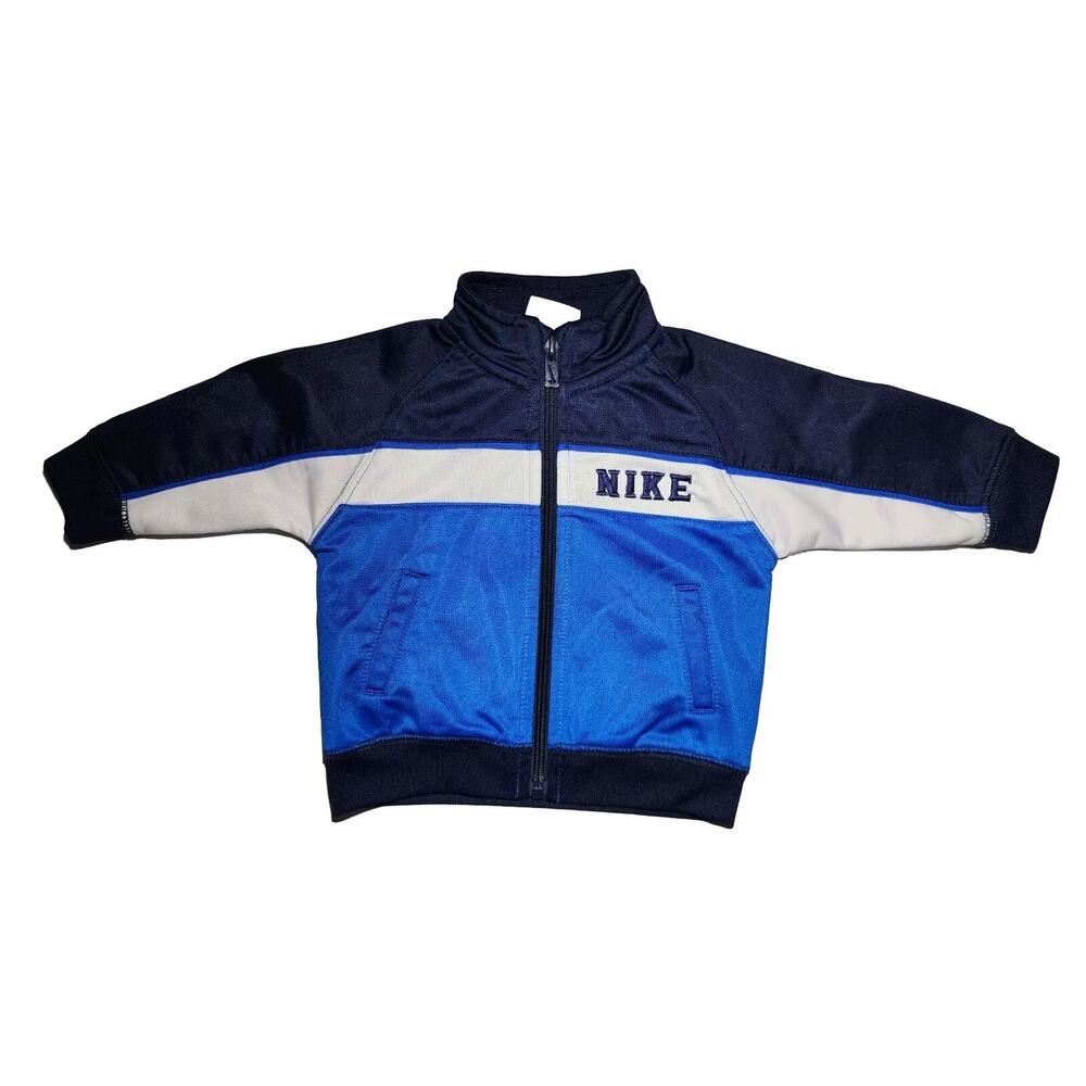 Nike Baby Track Jacket Size 3-6 Months Full Zip High Neck Blue & White Logo